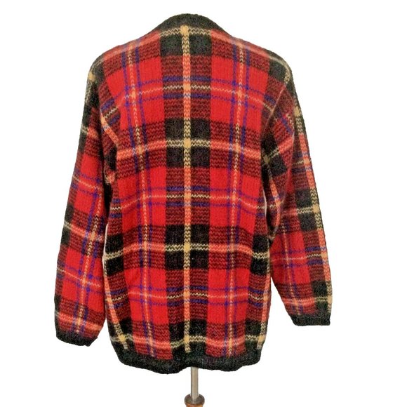 Vintage Nell Flowers by JG Hook Plaid Tunic Sweater Size Medium - Picture 4 of 7